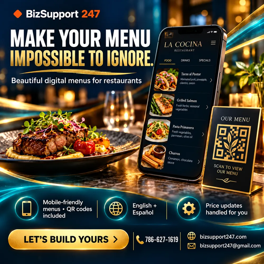 Make your menu impossible to ignore. – Restaurant menus by BizSupport247